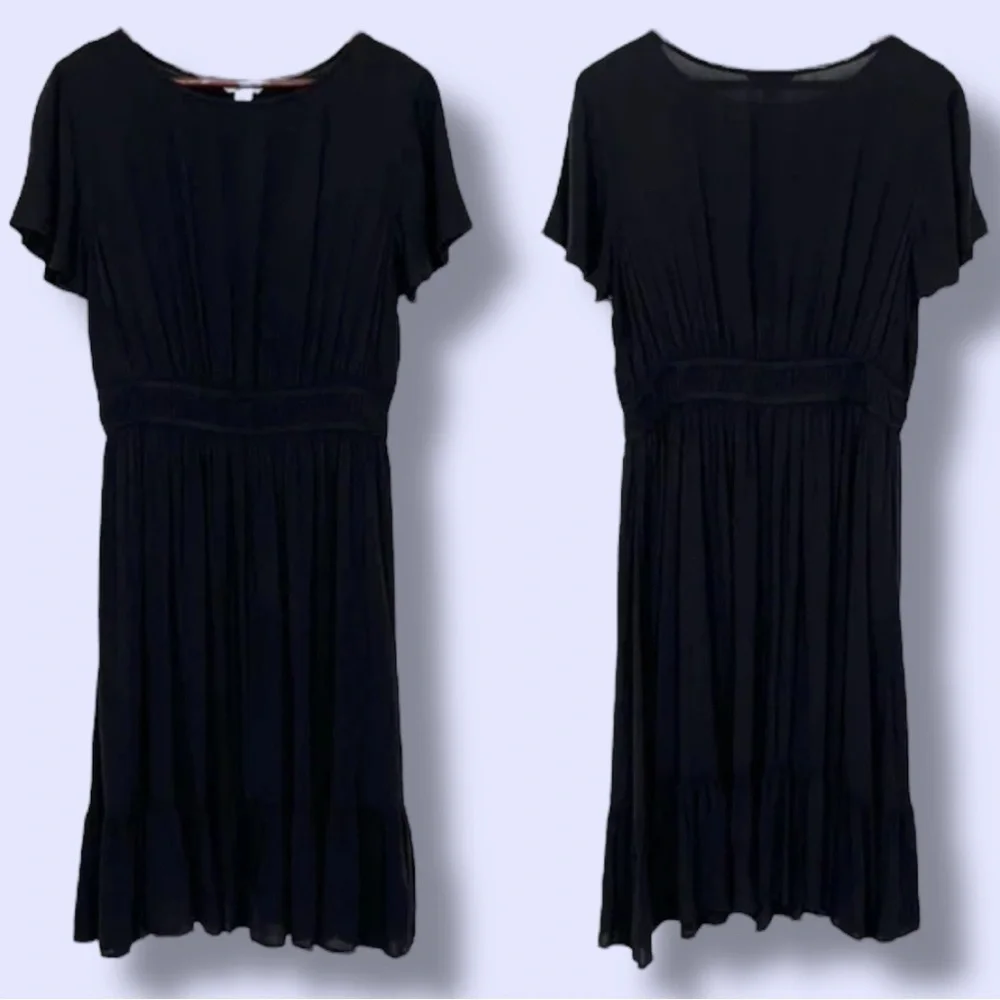 Croft & Barrow (Kohl’s) NWT Dress Mineral Black Flutter Sleeve Midi Women’s L